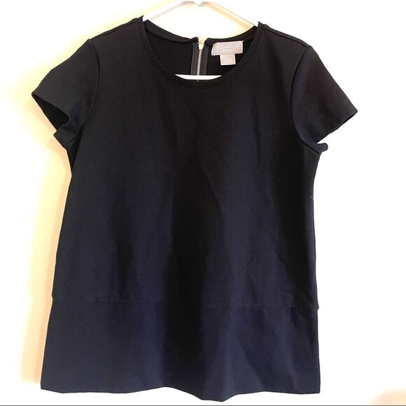 Liz Claiborne Studio Black Short Sleeve Crew Neck Zipper Back Medium for Women - Picture 1 of 4